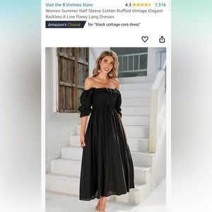 Half Sleeve Cotton Ruffled Vintage Elegant Backless A Line Flowy Long Dress